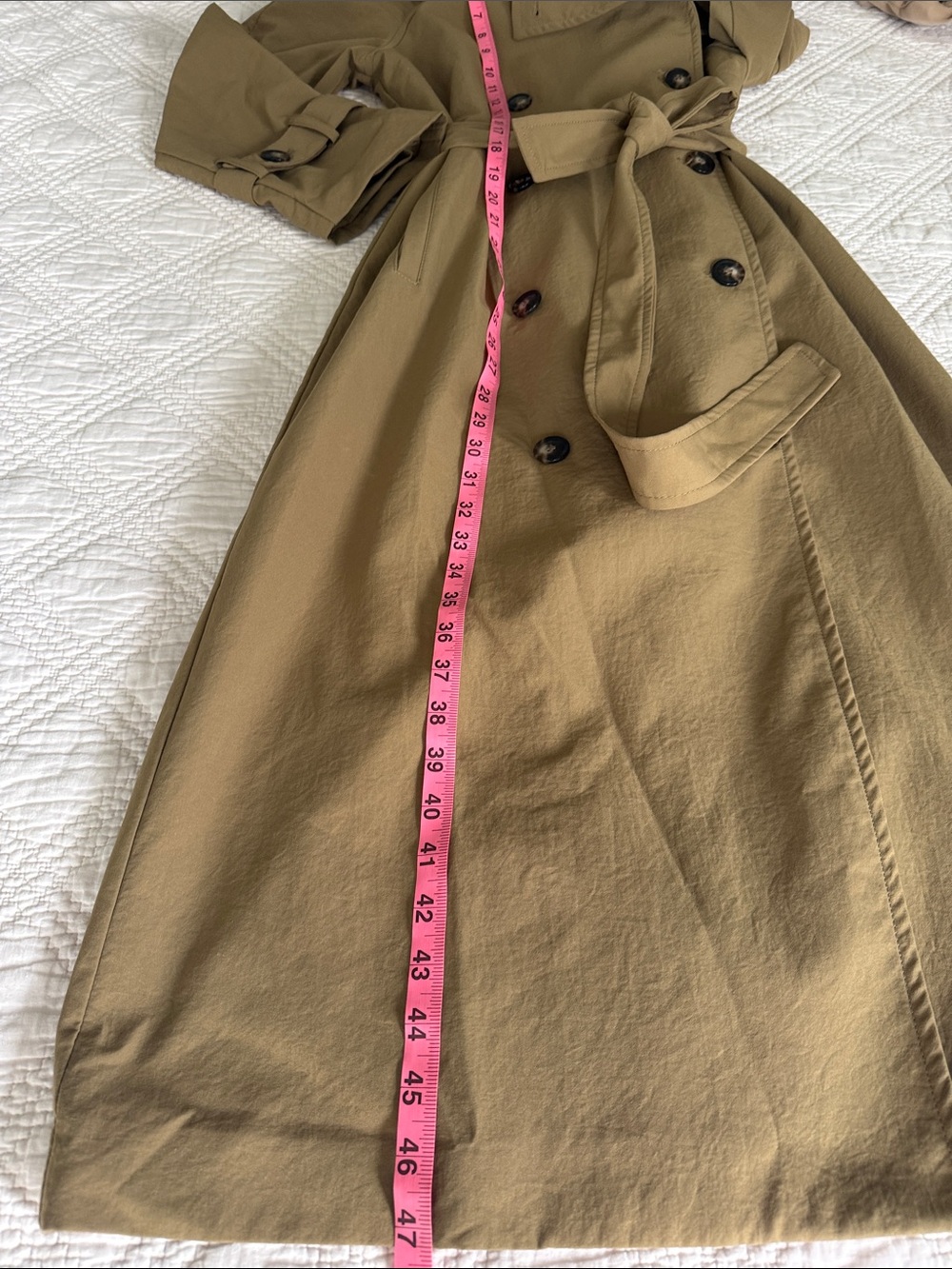 H&M Olive Tan Double-Breasted Trench Coat with Beltr XS OVERSIZED - Picture 8 of 11